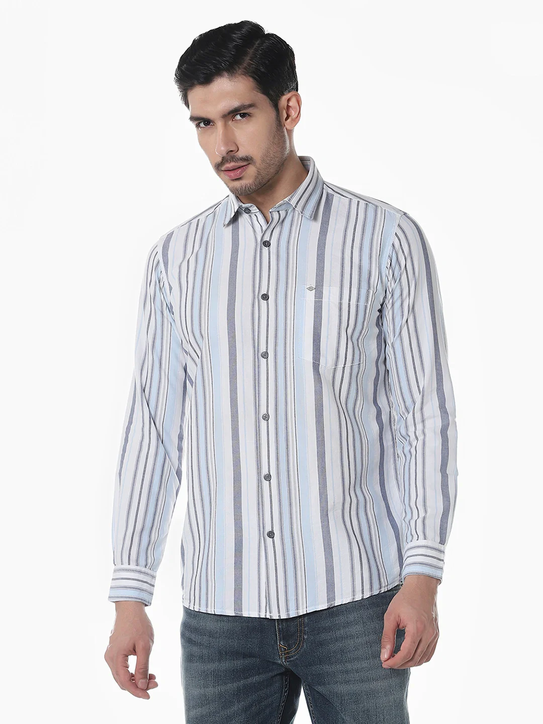 Grey Blue Striped Shirt - Image 8