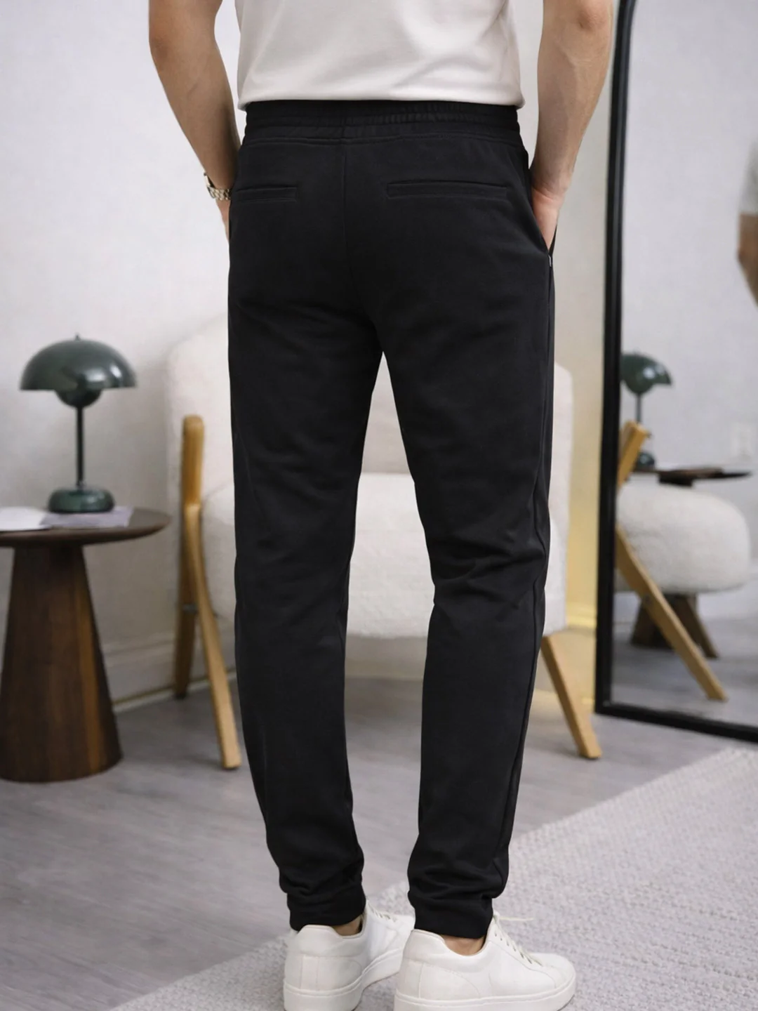 Black Charcoal Solid Joggers - Image 4