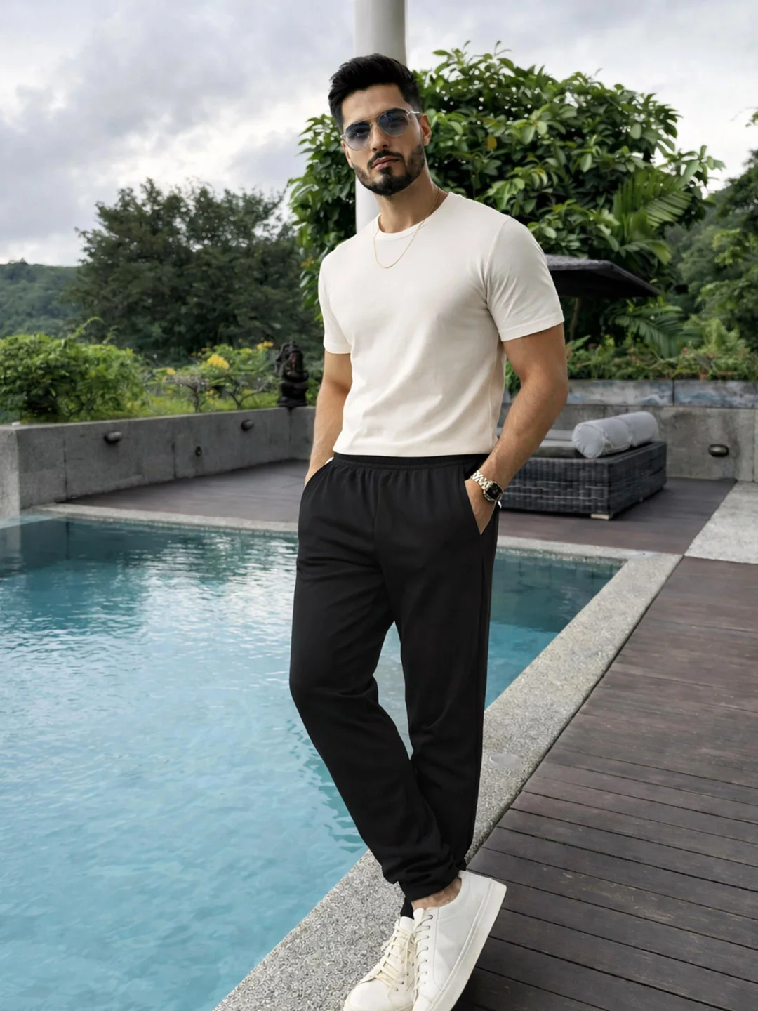 Black Charcoal Solid Joggers - Image 9