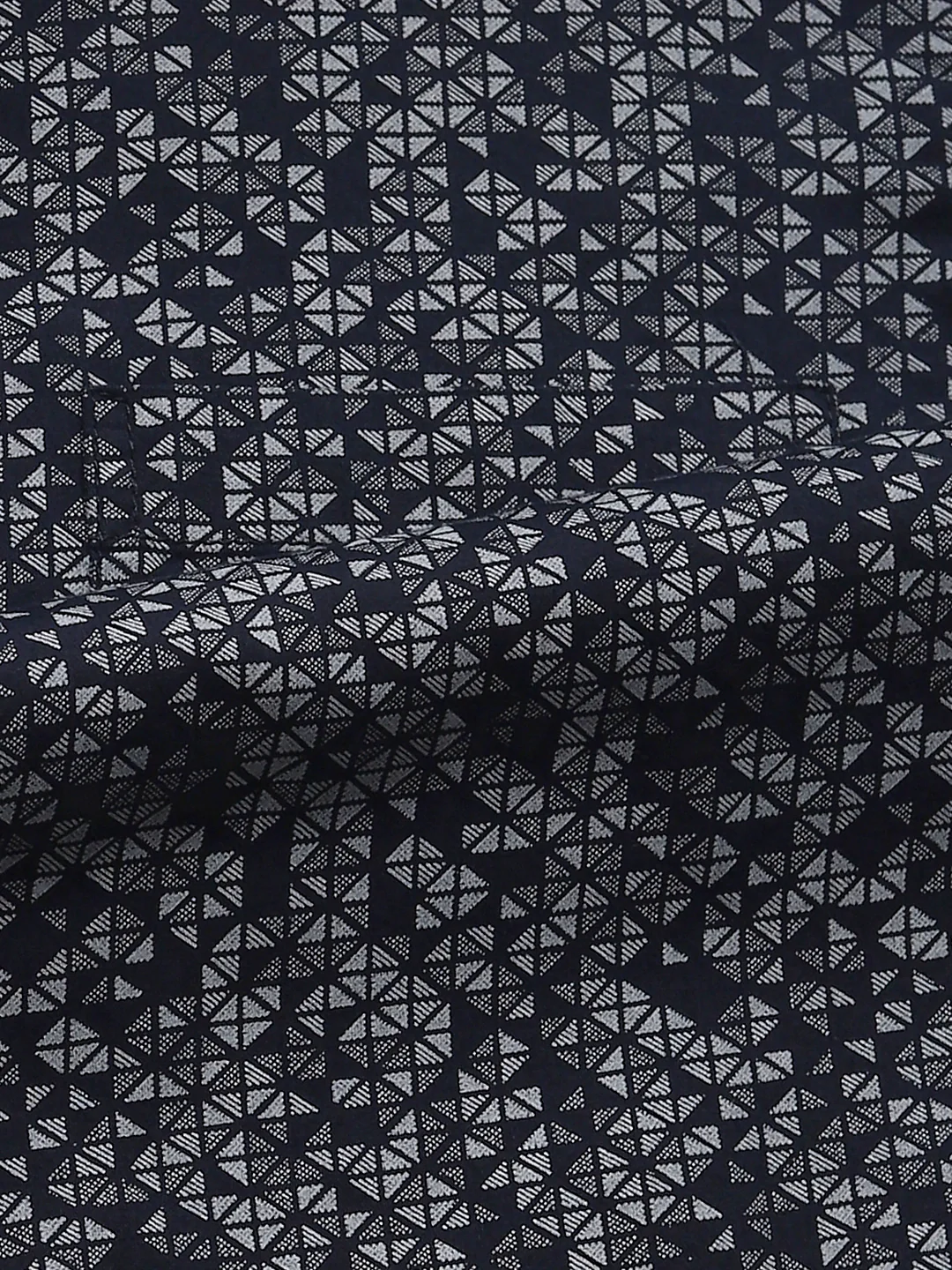 Navy Printed Partywear Shirt - Image 2
