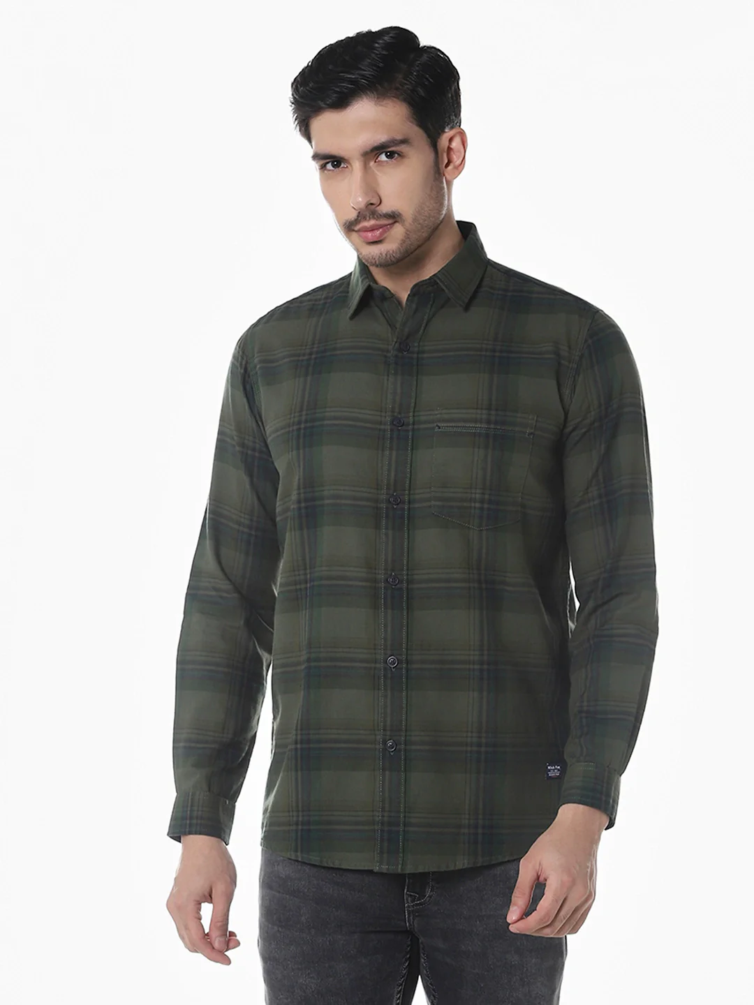 Olive Checkered Shirt - Image 3