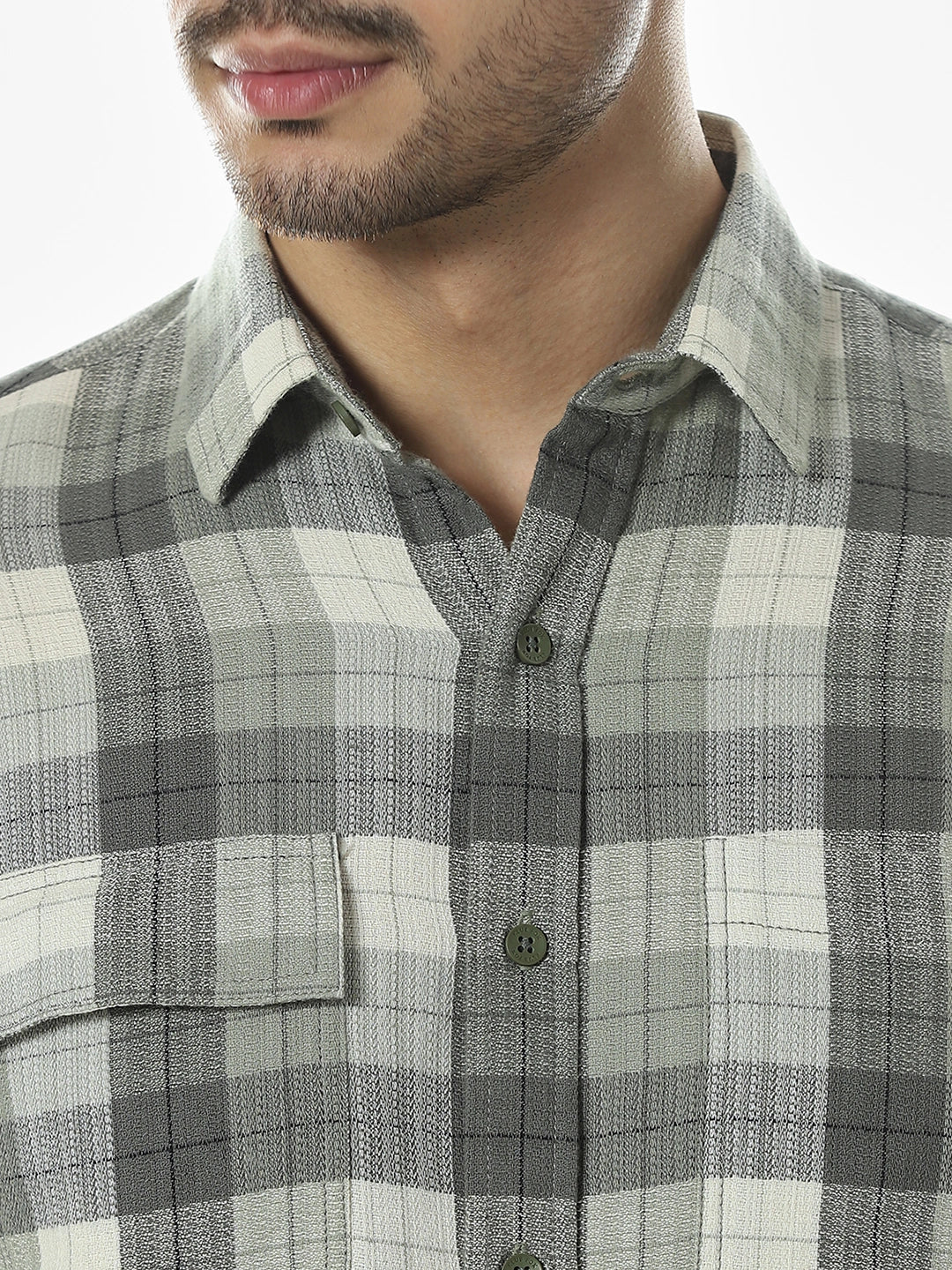 Olive Checkered Full Sleeves Shirt - Image 7
