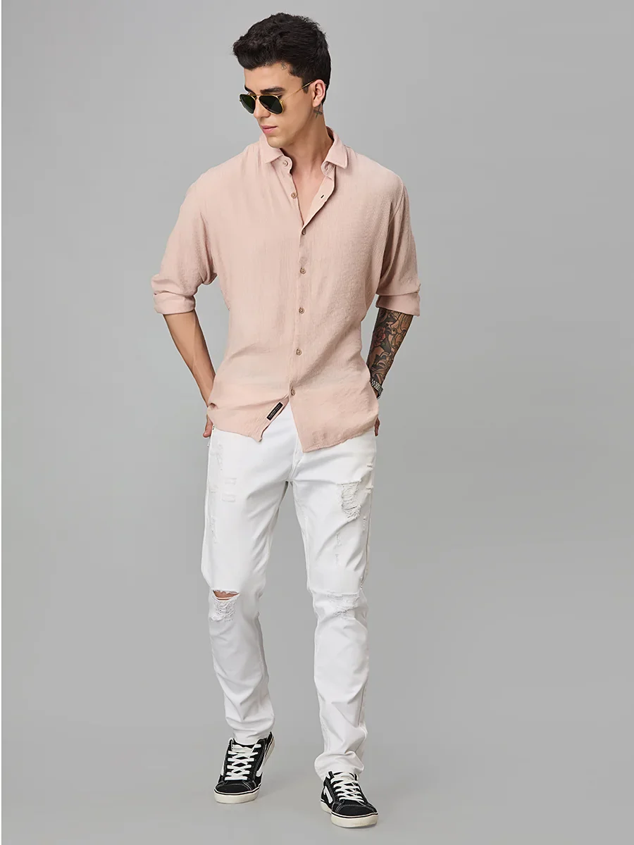 Peach Textured Shirt - Image 5