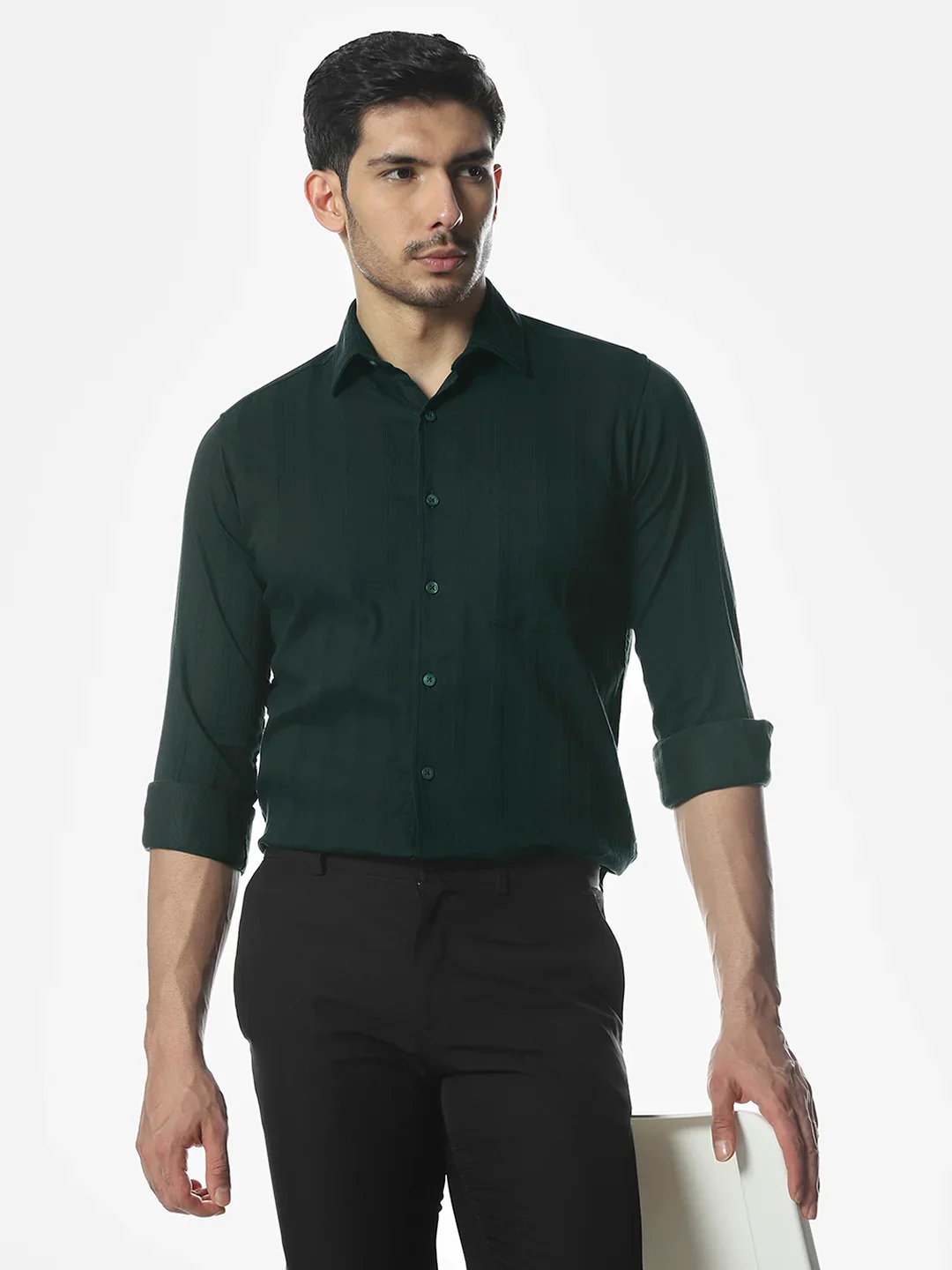 Peacock Green Solid Shirt