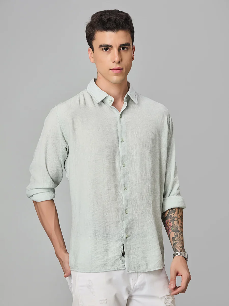 Sea Green Textured Shirt - Image 2