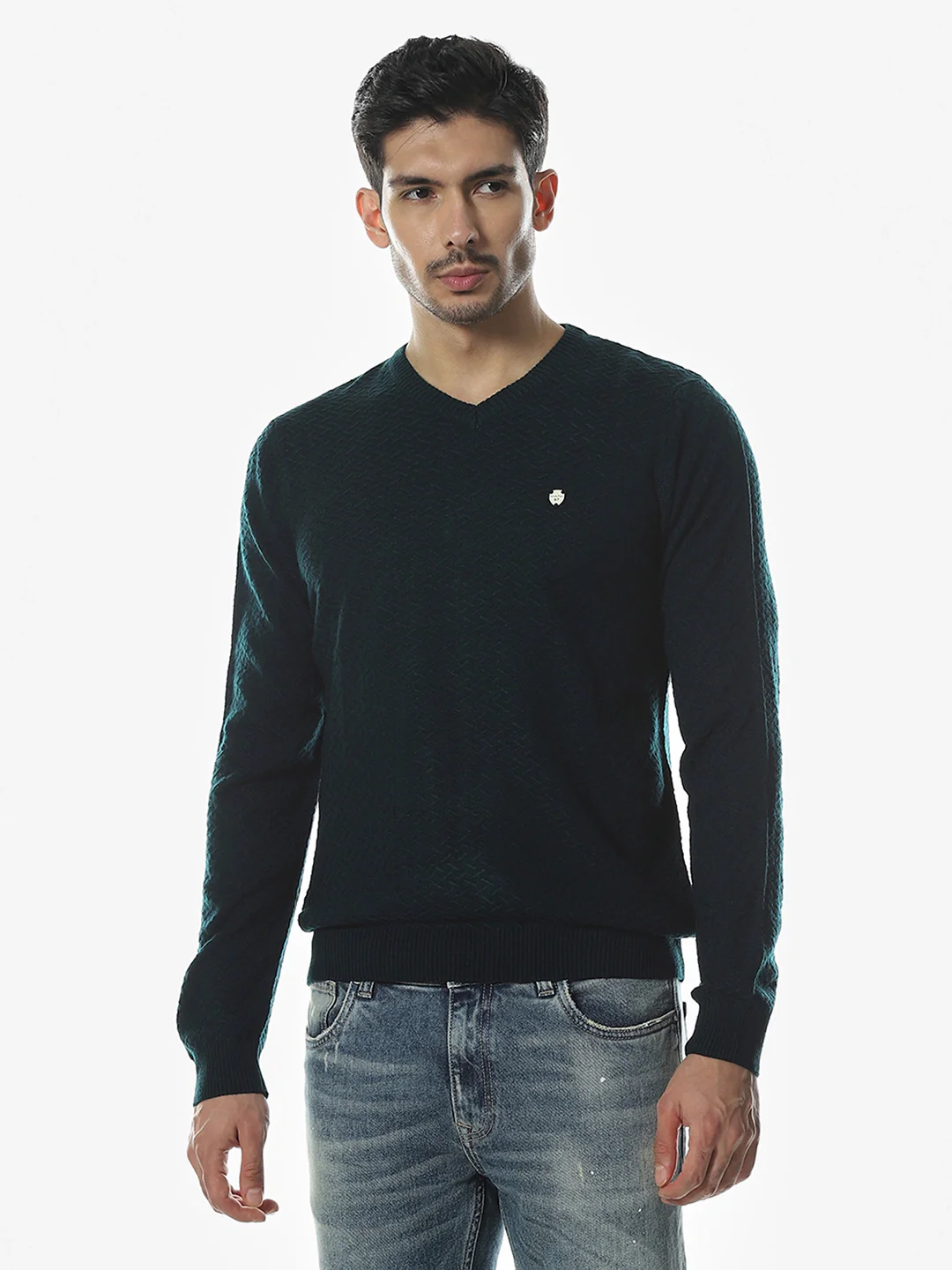 Teal Solid Sweater - Image 3