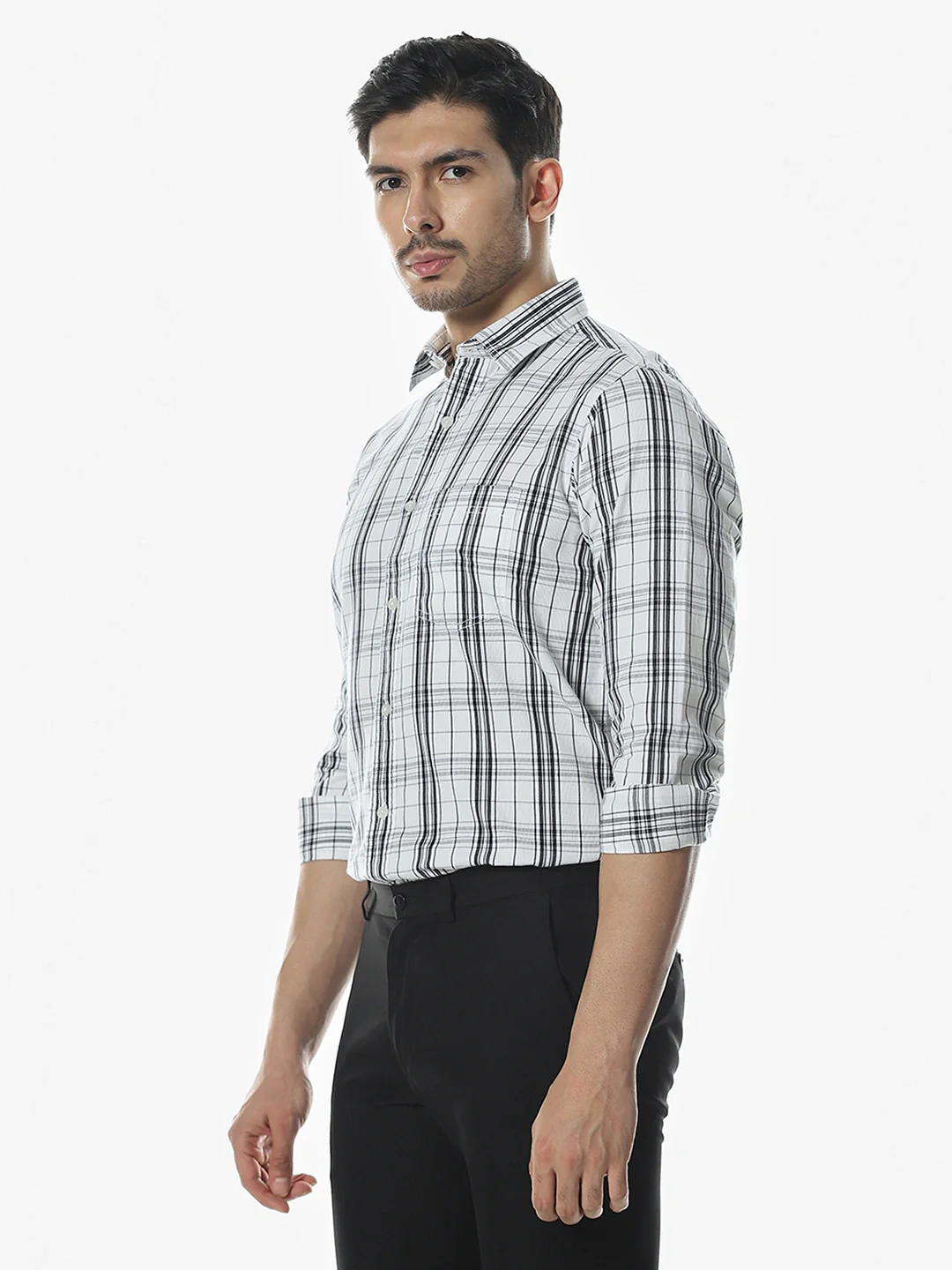 White Black Checkered Shirt - Image 7