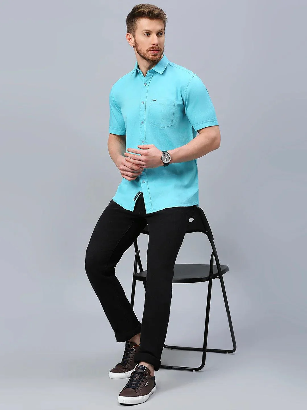 Aqua Solid Shirt - Image 8
