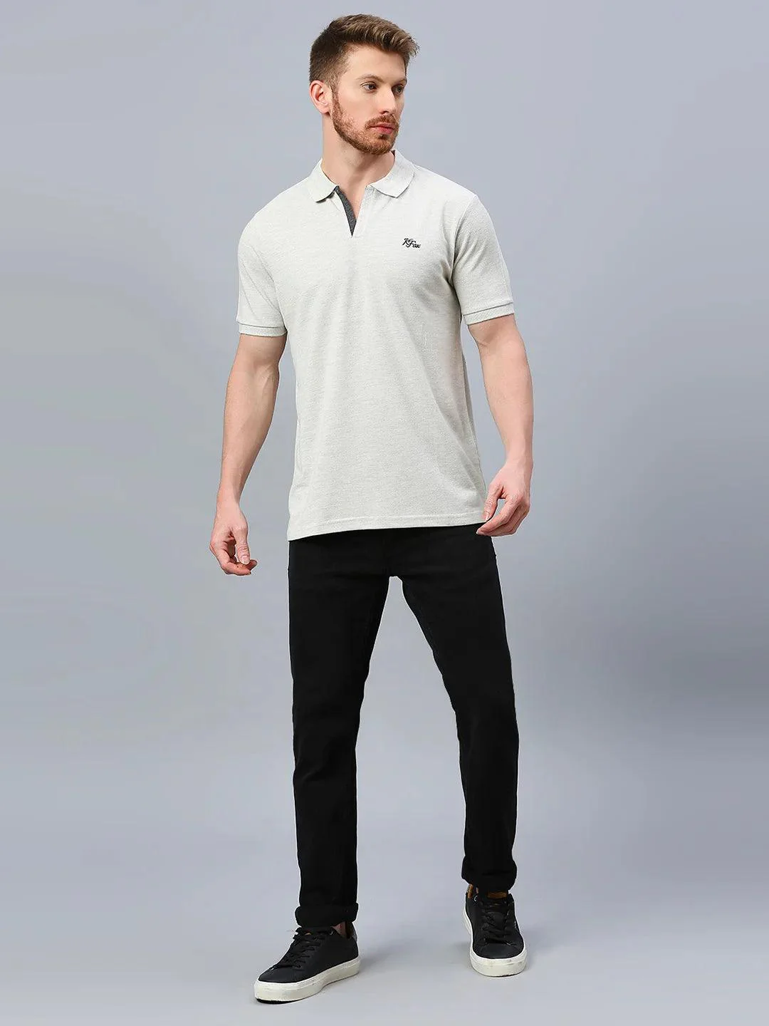 Aero Polo Ecru Melange T-Shirt - Image 6
