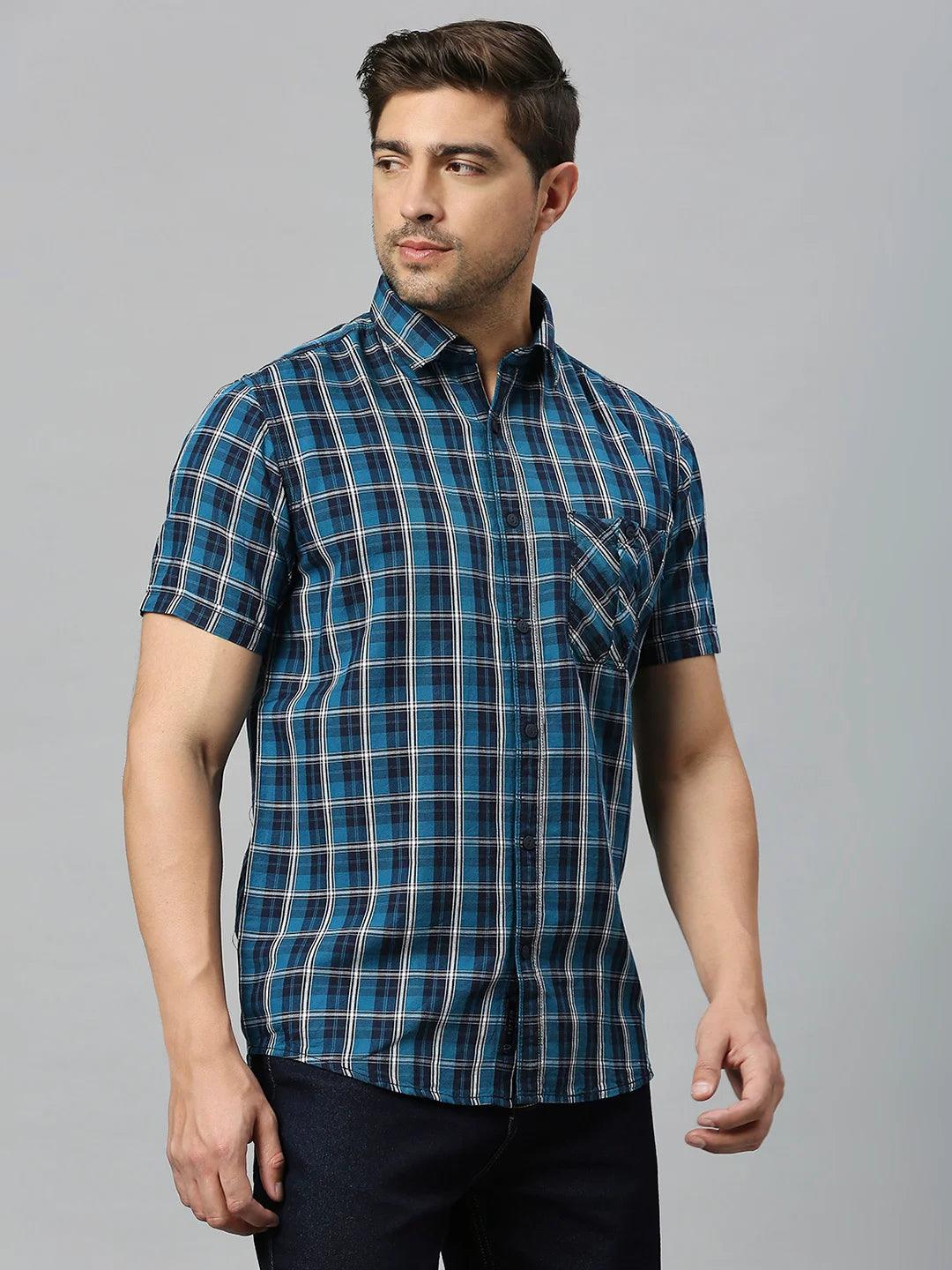 Teal Blue Checkered Shirt - Image 9