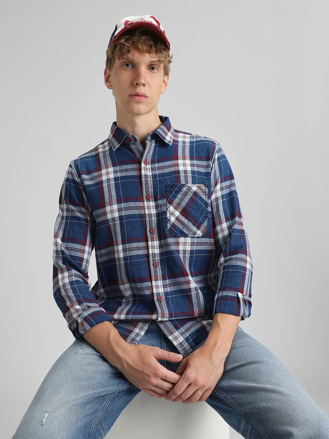 Navy Checks Shirt - Image 6