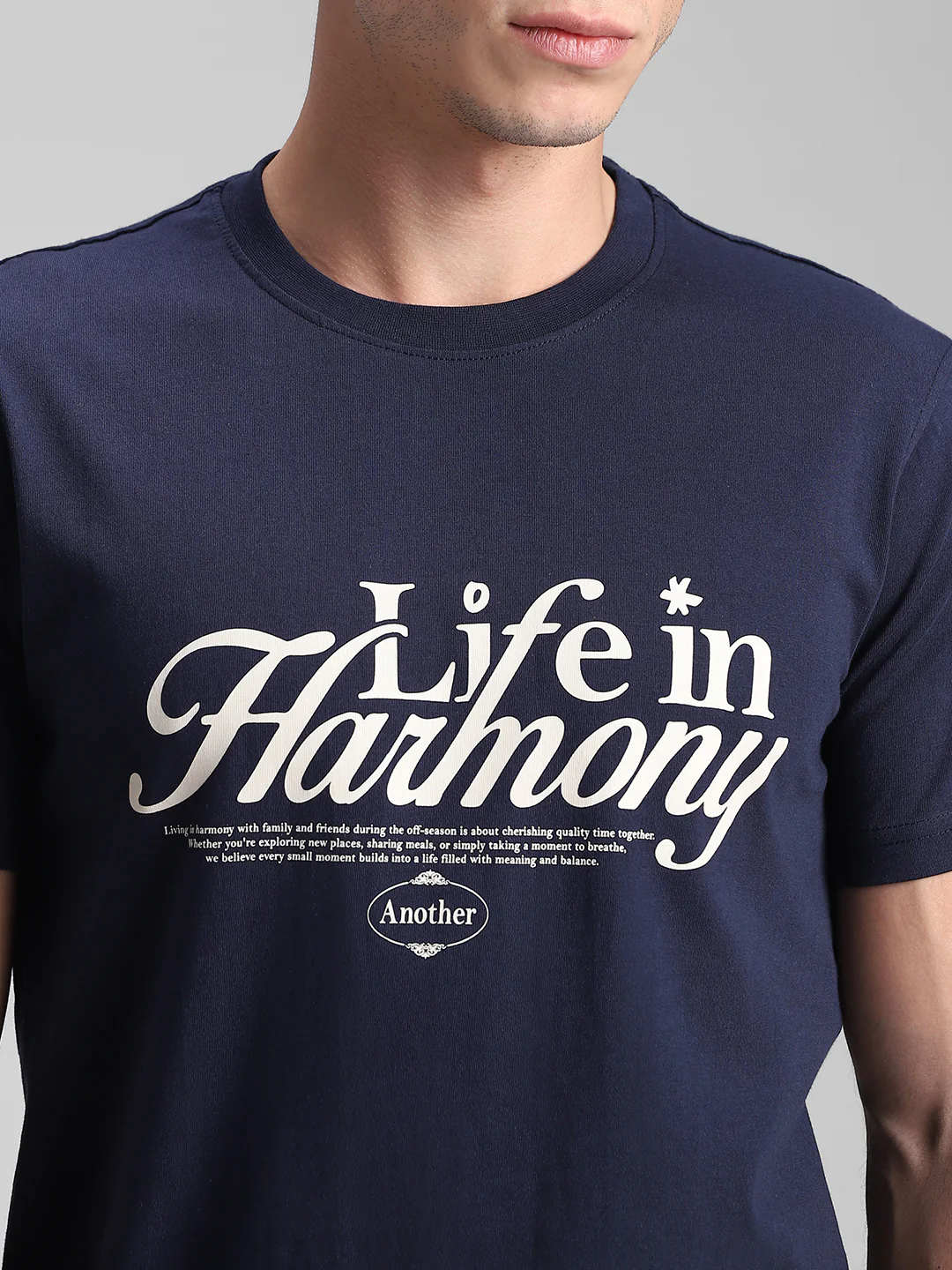 Navy Printed Crew T-shirt - Image 6
