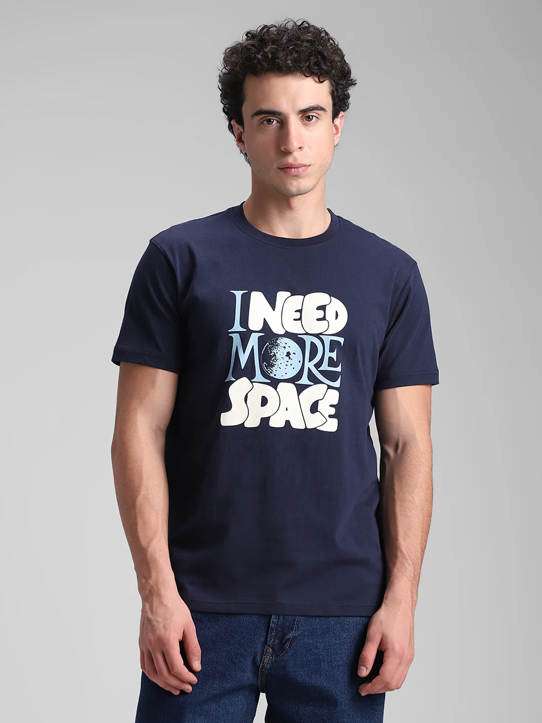 Navy Printed Crew T-shirt - Image 4