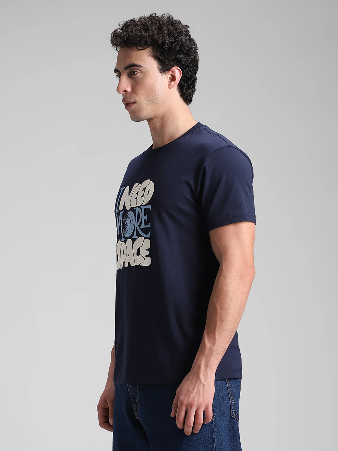 Navy Printed Crew T-shirt - Image 7