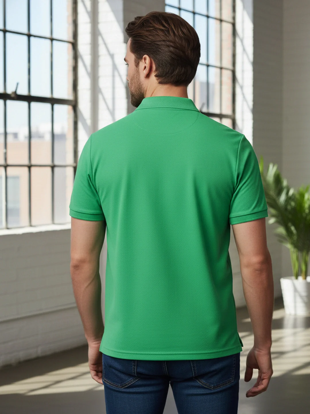 KF Neon Green Solid Polo  T-Shirt - Image 4