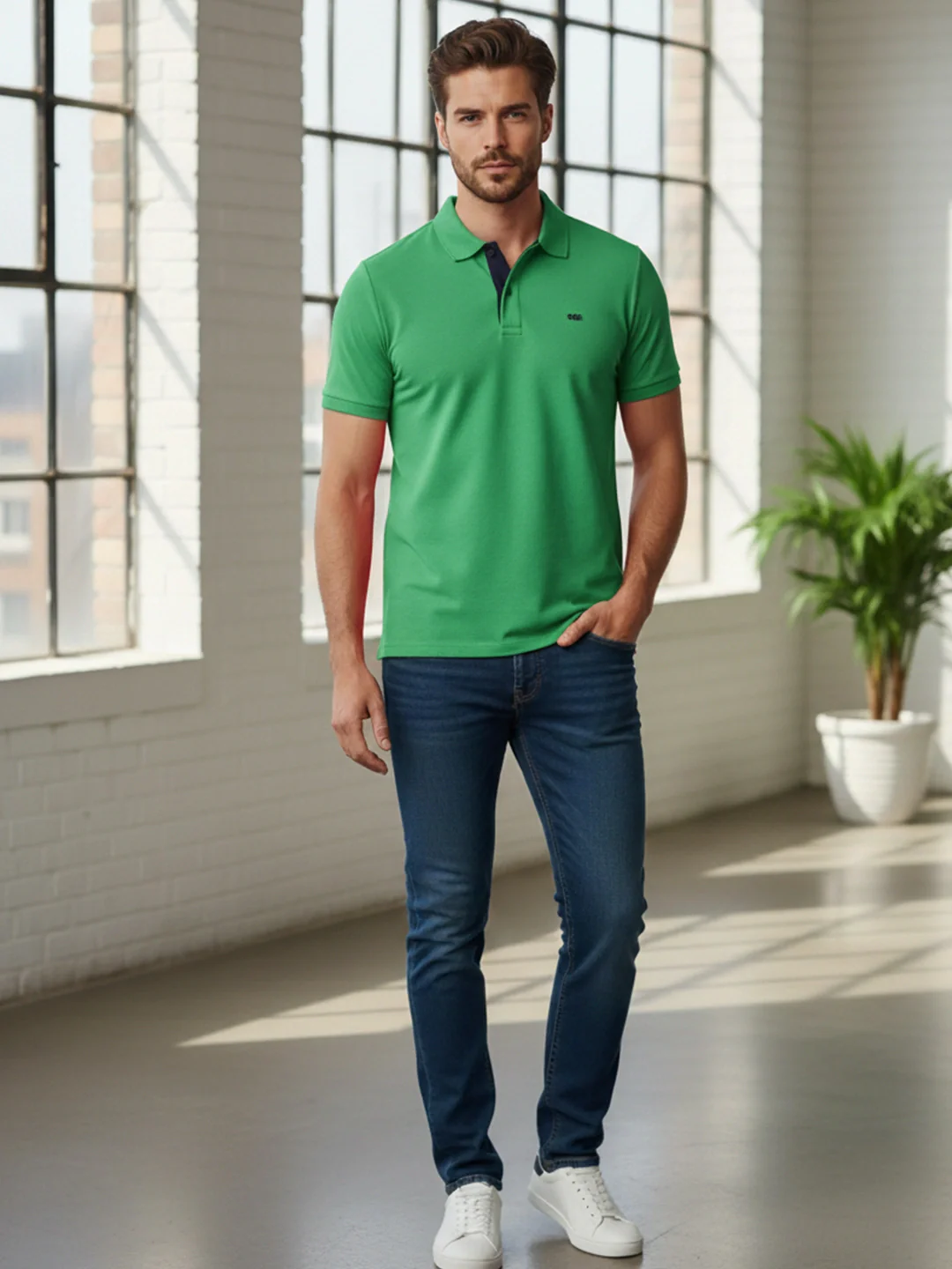 KF Neon Green Solid Polo  T-Shirt - Image 5