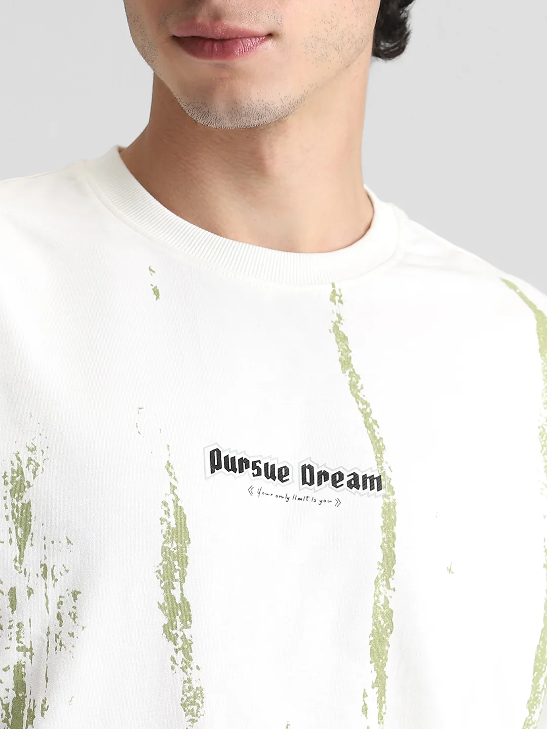 Off White Over Size Printed T-Shirt - Image 3