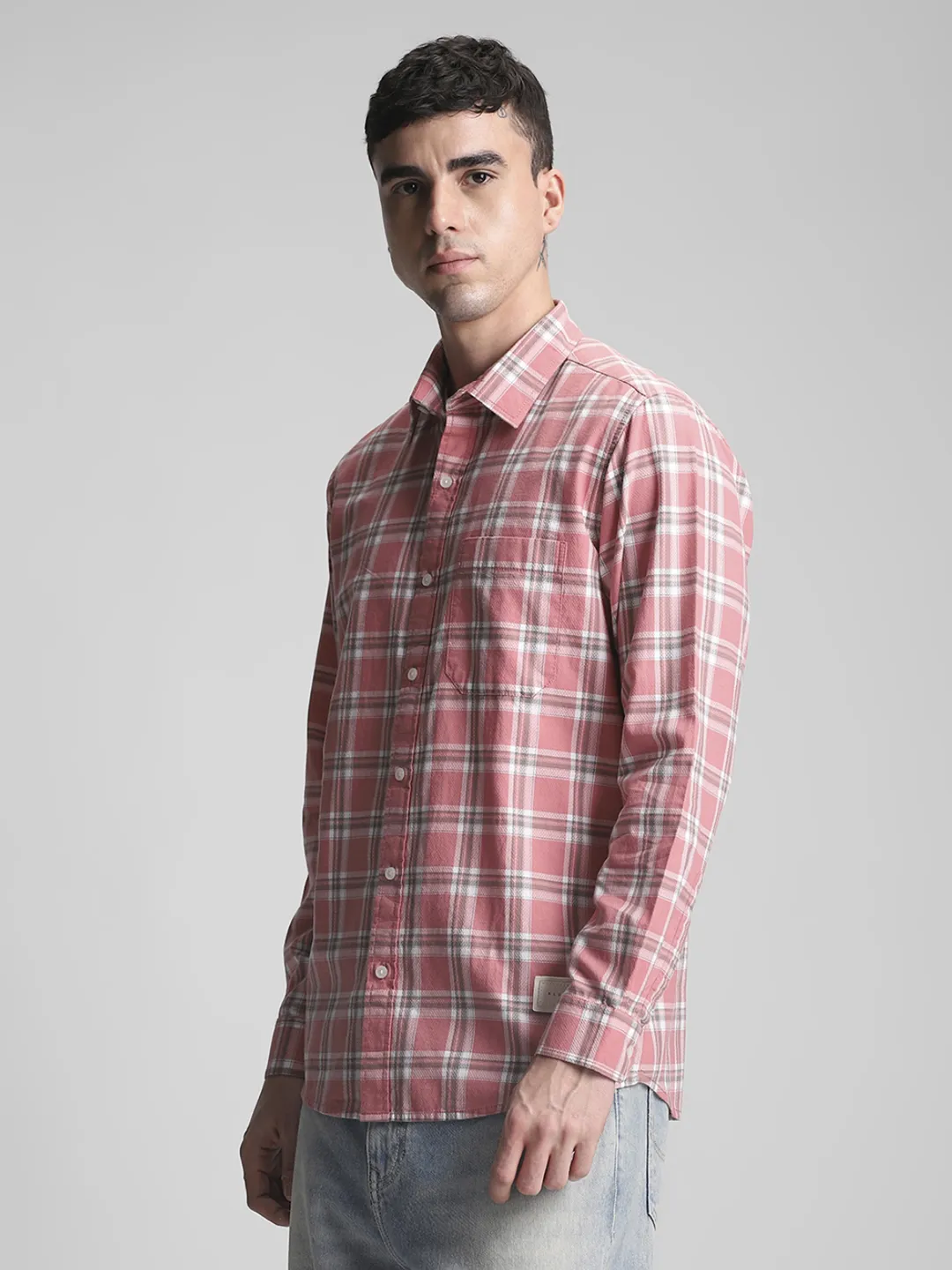 Peach Checks Shirt - Image 5