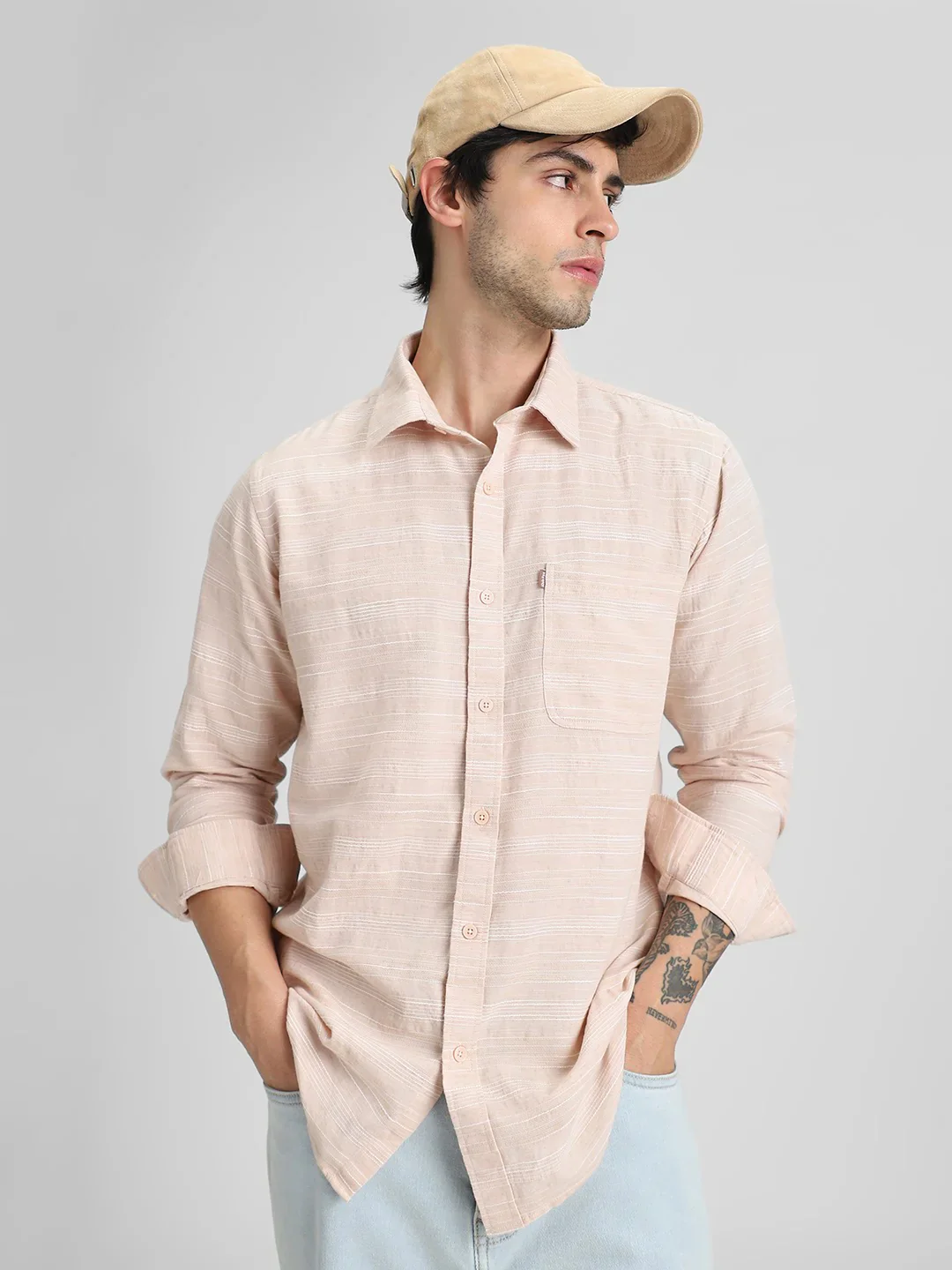 Peach Textured Shirt - Image 6