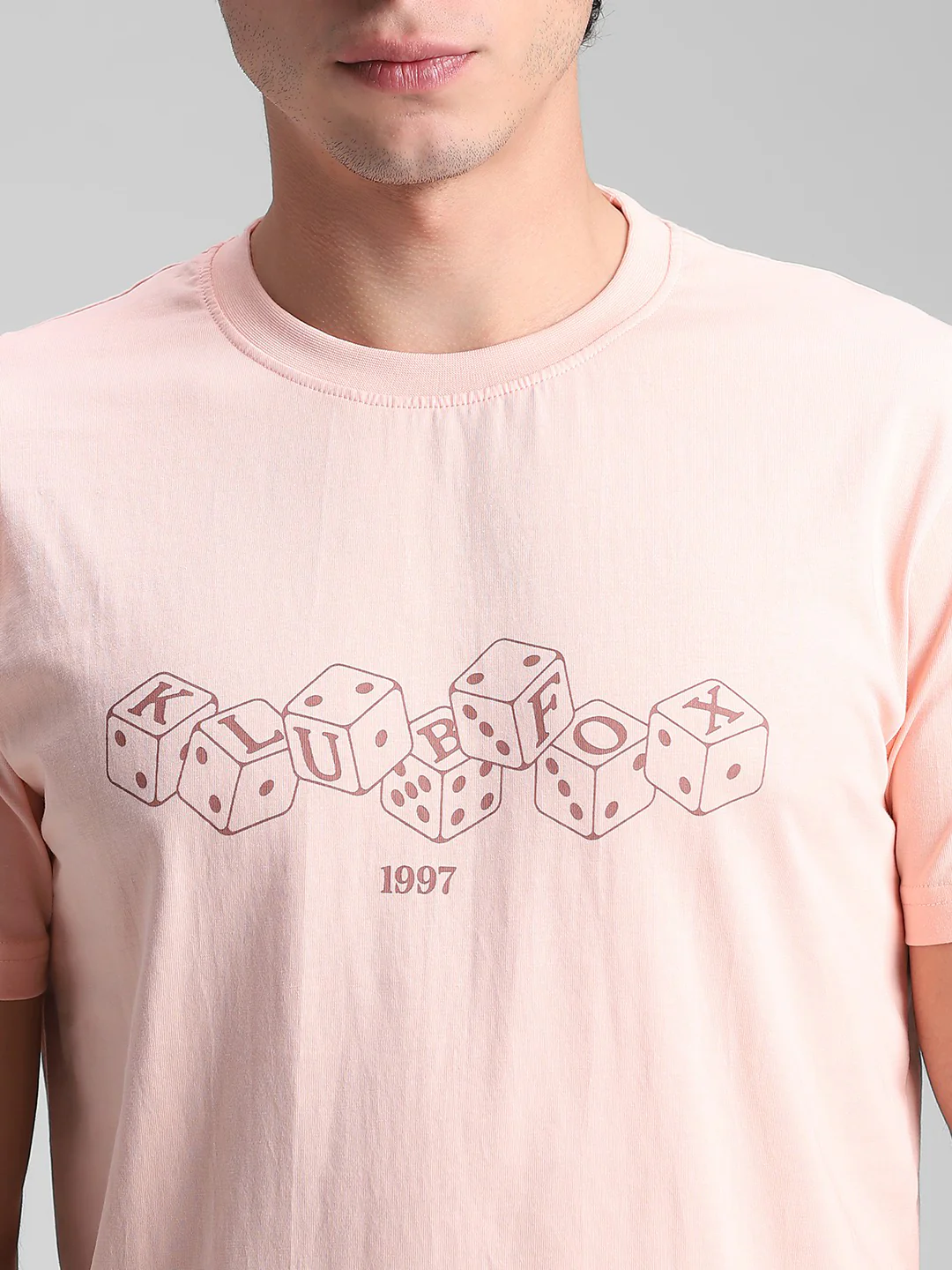 Peach Printed Crew T-Shirt - Image 2