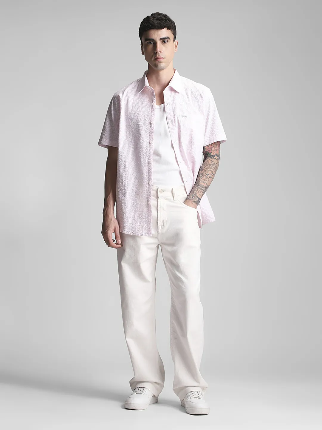 Pink Striped Textured Shirt - Image 7