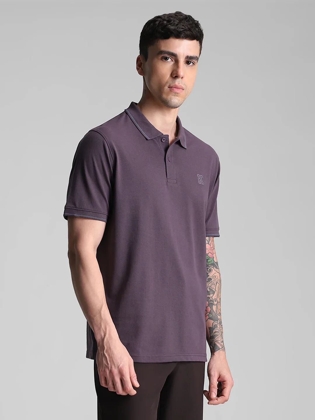 Purple Embroidered Polo T-Shirt - Image 5