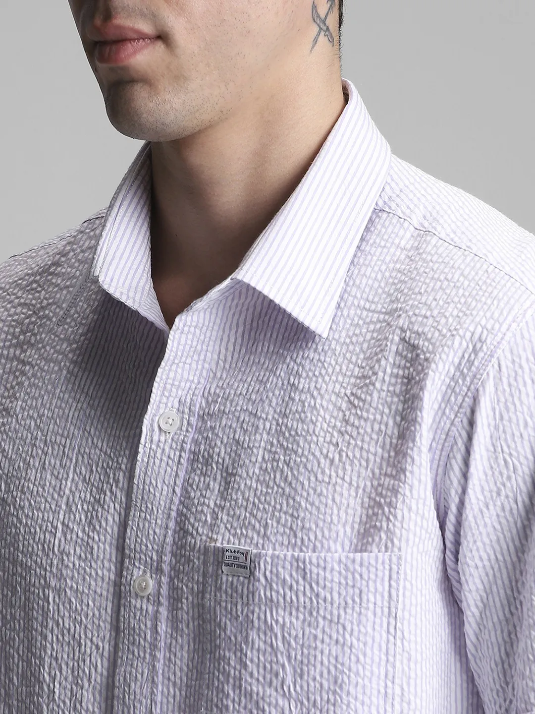 Purple Striped Textured Shirt - Image 4