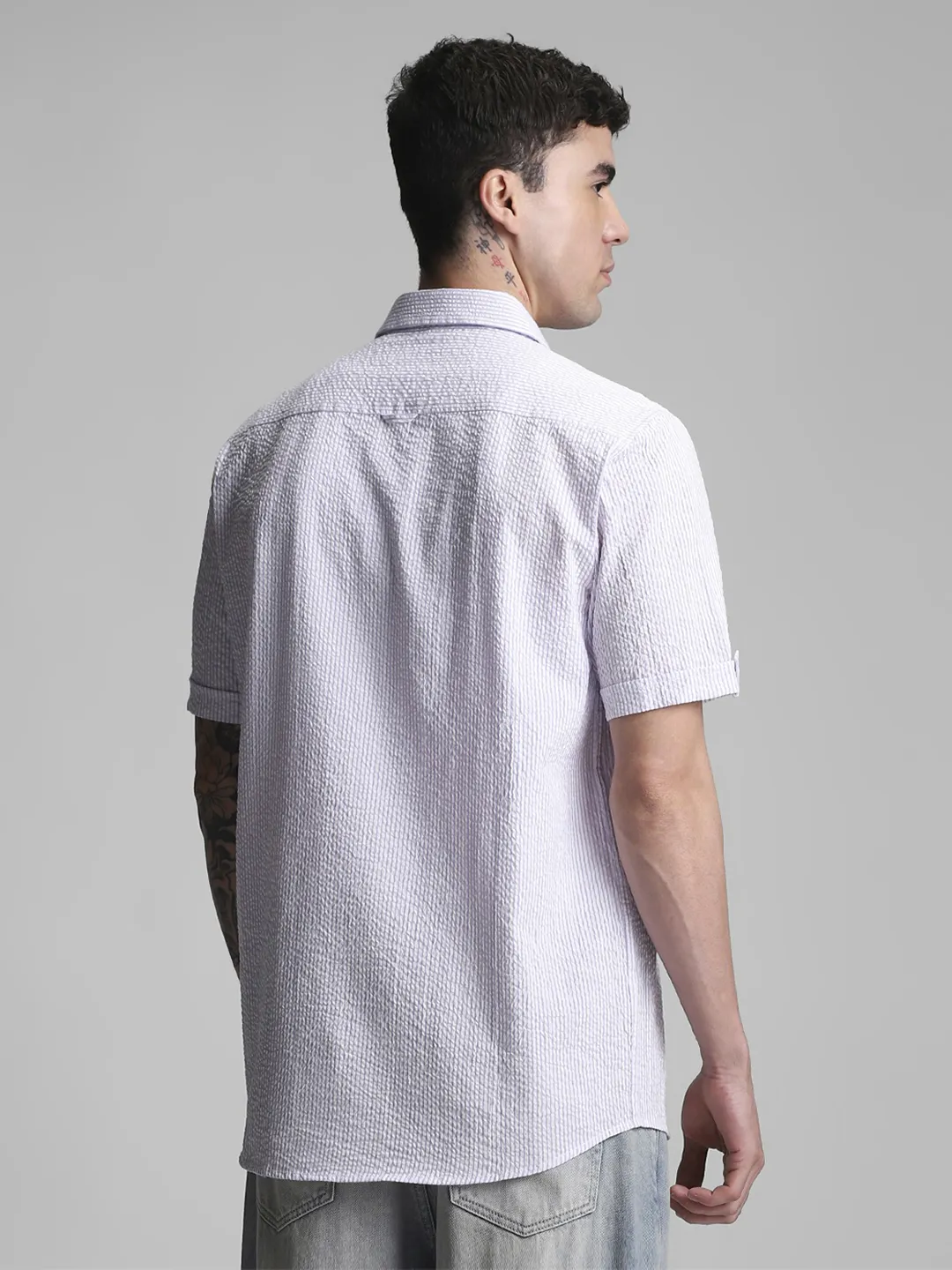 Purple Striped Textured Shirt - Image 5