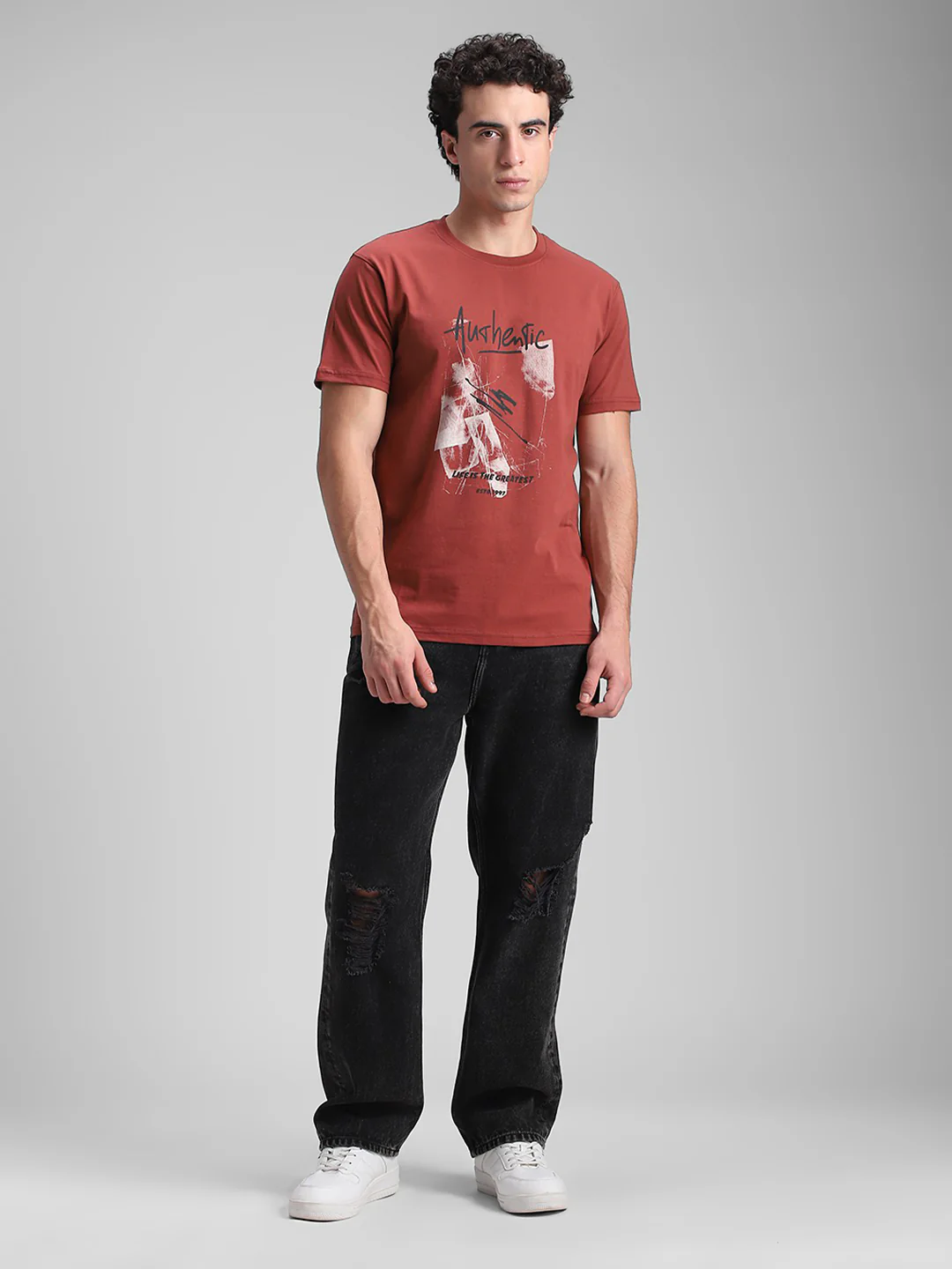 Rust Printed Crew T-Shirt - Image 7