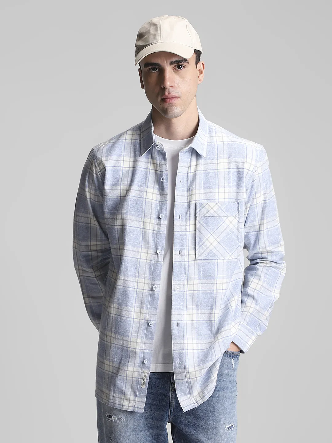 Sky Blue Checks Shirt - Image 4