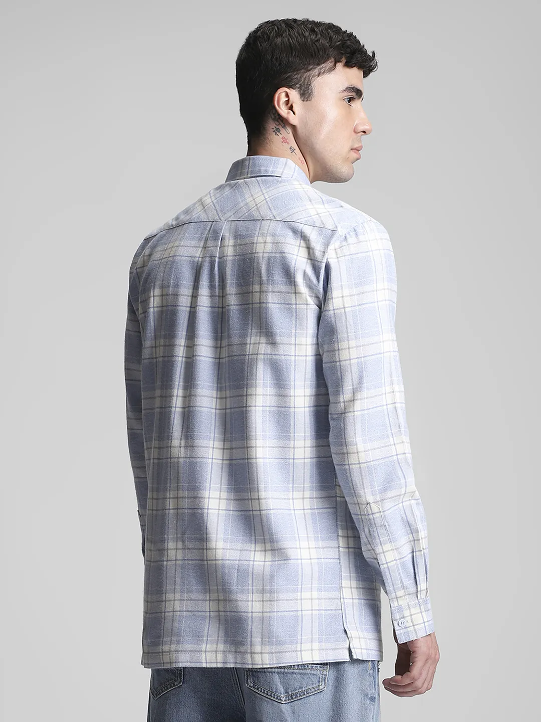 Sky Blue Checks Shirt - Image 5