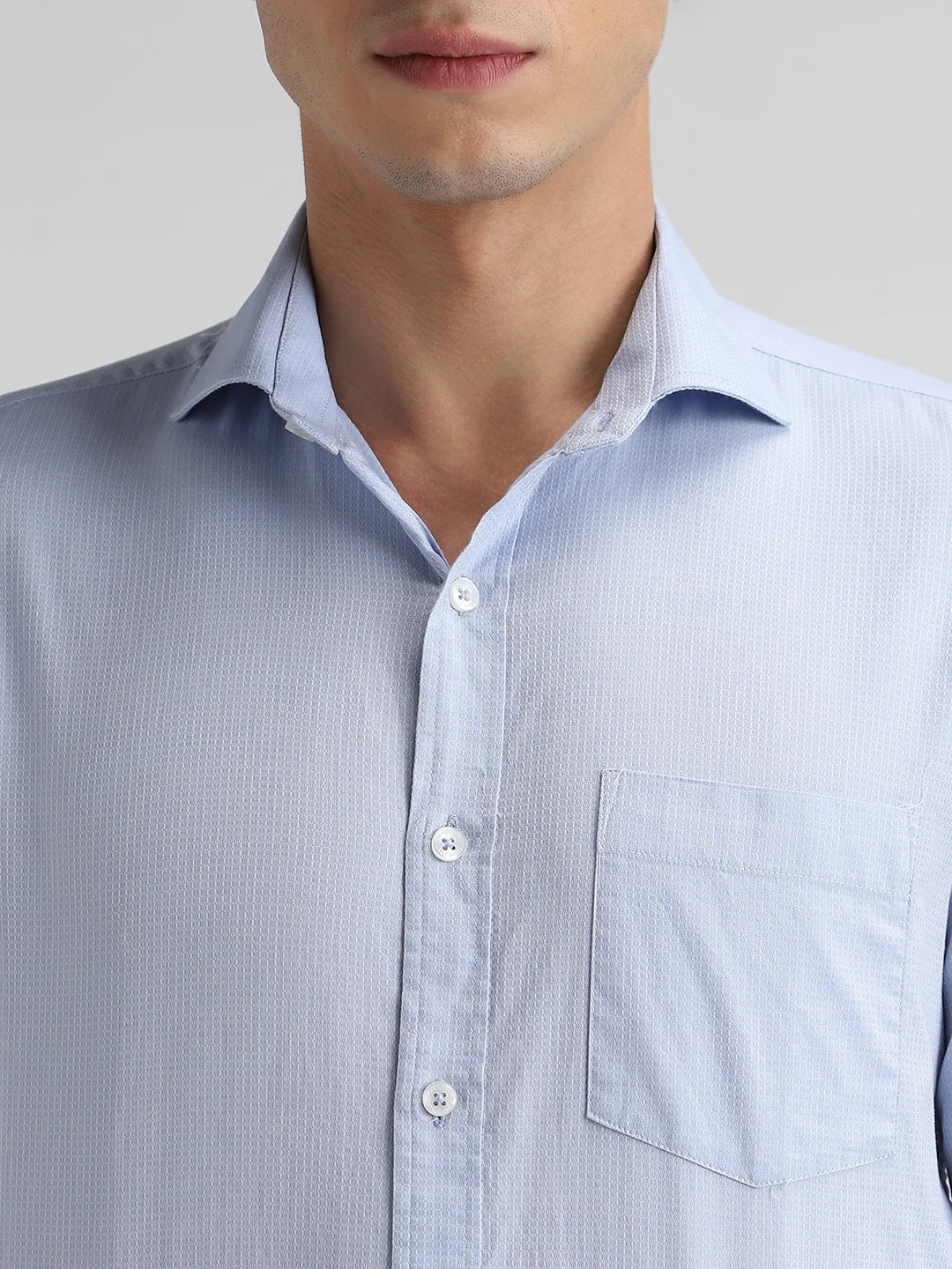 Sky Blue Solid Shirt - Image 3