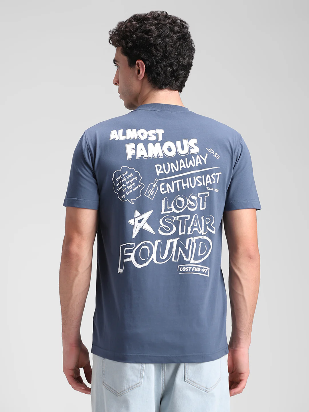 Teal Blue Backprint Crew T-Shirt