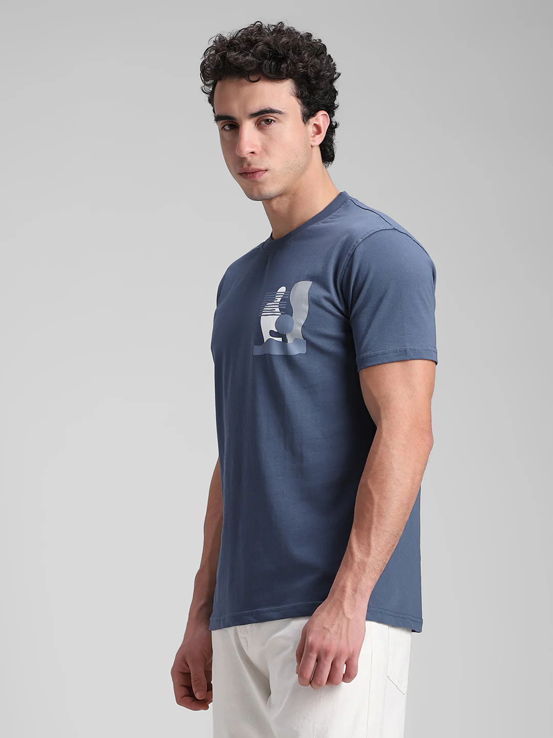 Teal Blue Backprint Crew T-Shirt - Image 7