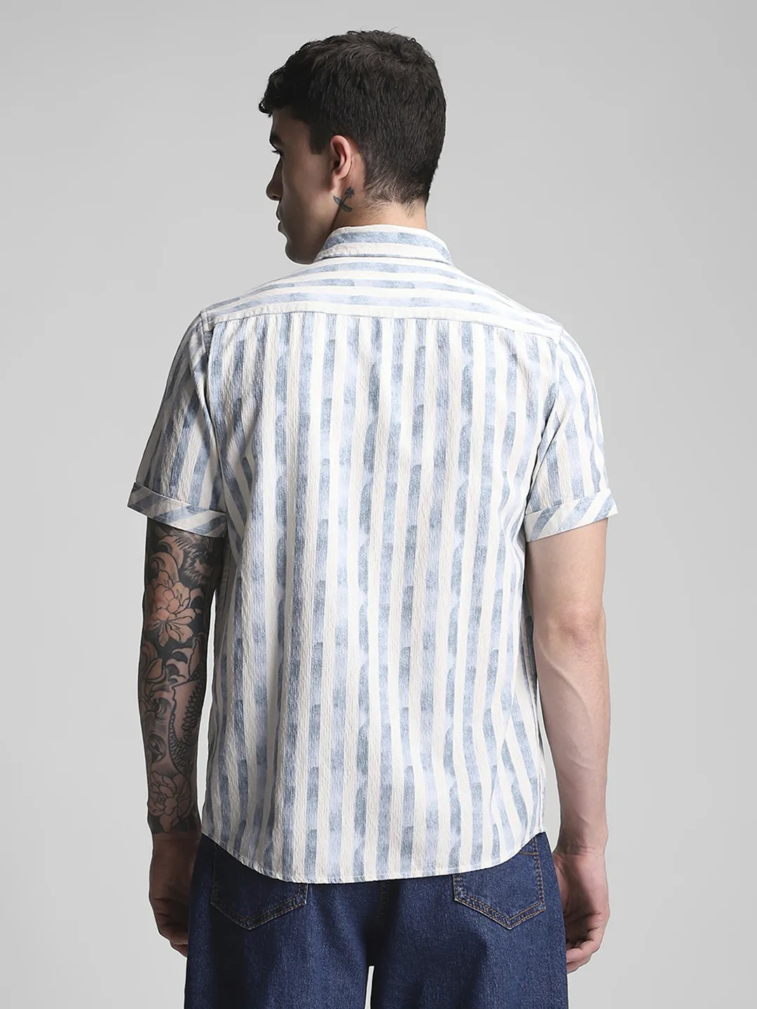 Teal Blue Striped Shirt - Image 4