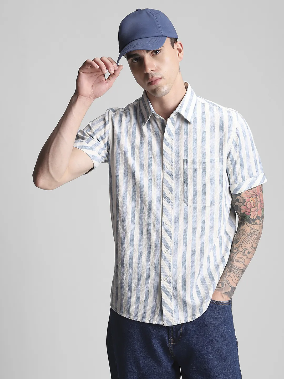 Teal Blue Striped Shirt - Image 7