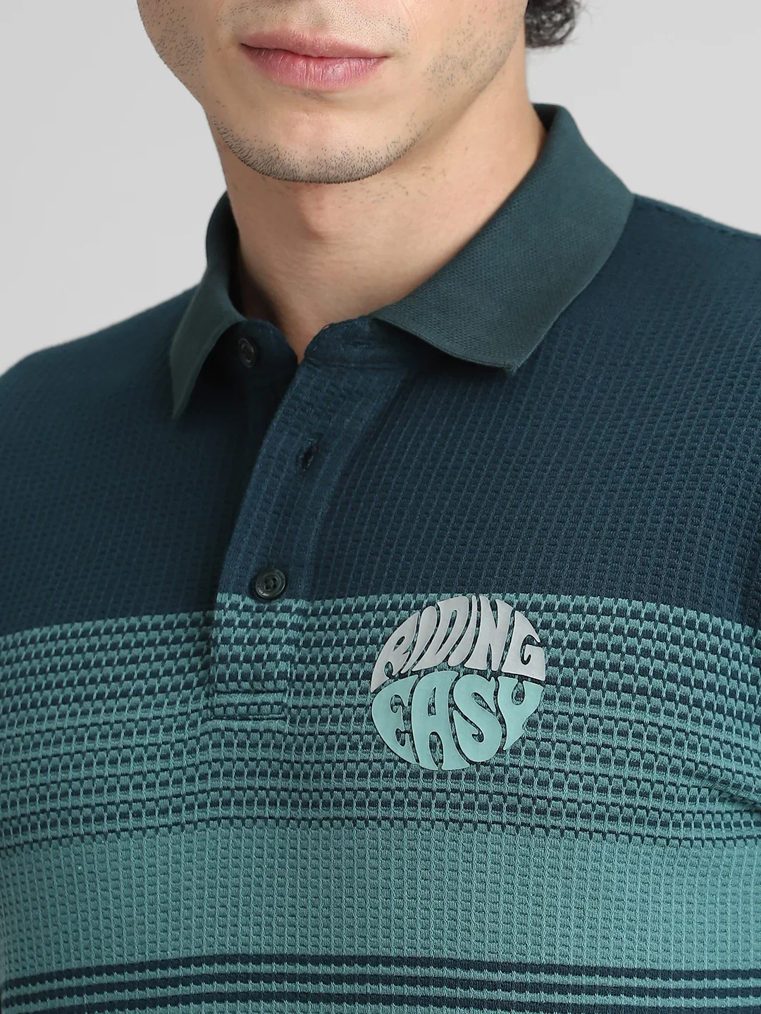 Teal/ Dusty Green Striped T-Shirt - Image 3