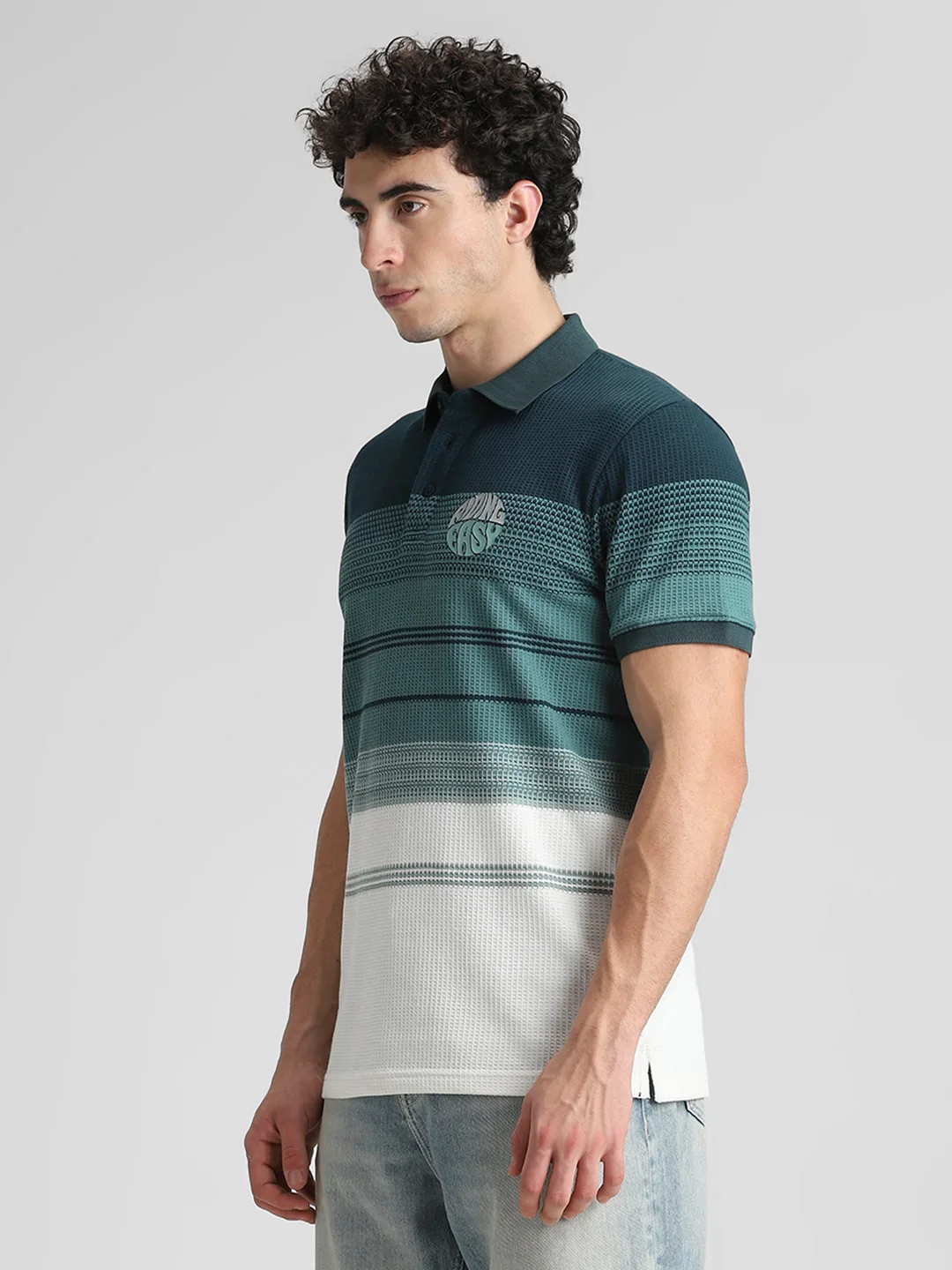 Teal/ Dusty Green Striped T-Shirt - Image 4