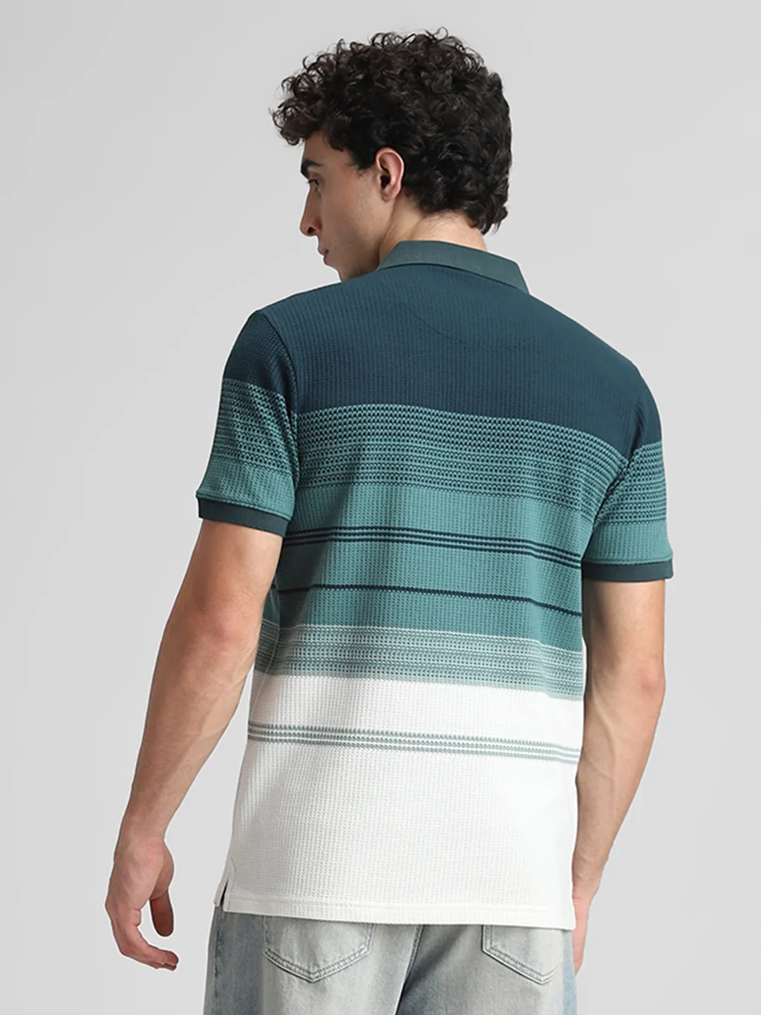 Teal/ Dusty Green Striped T-Shirt - Image 5
