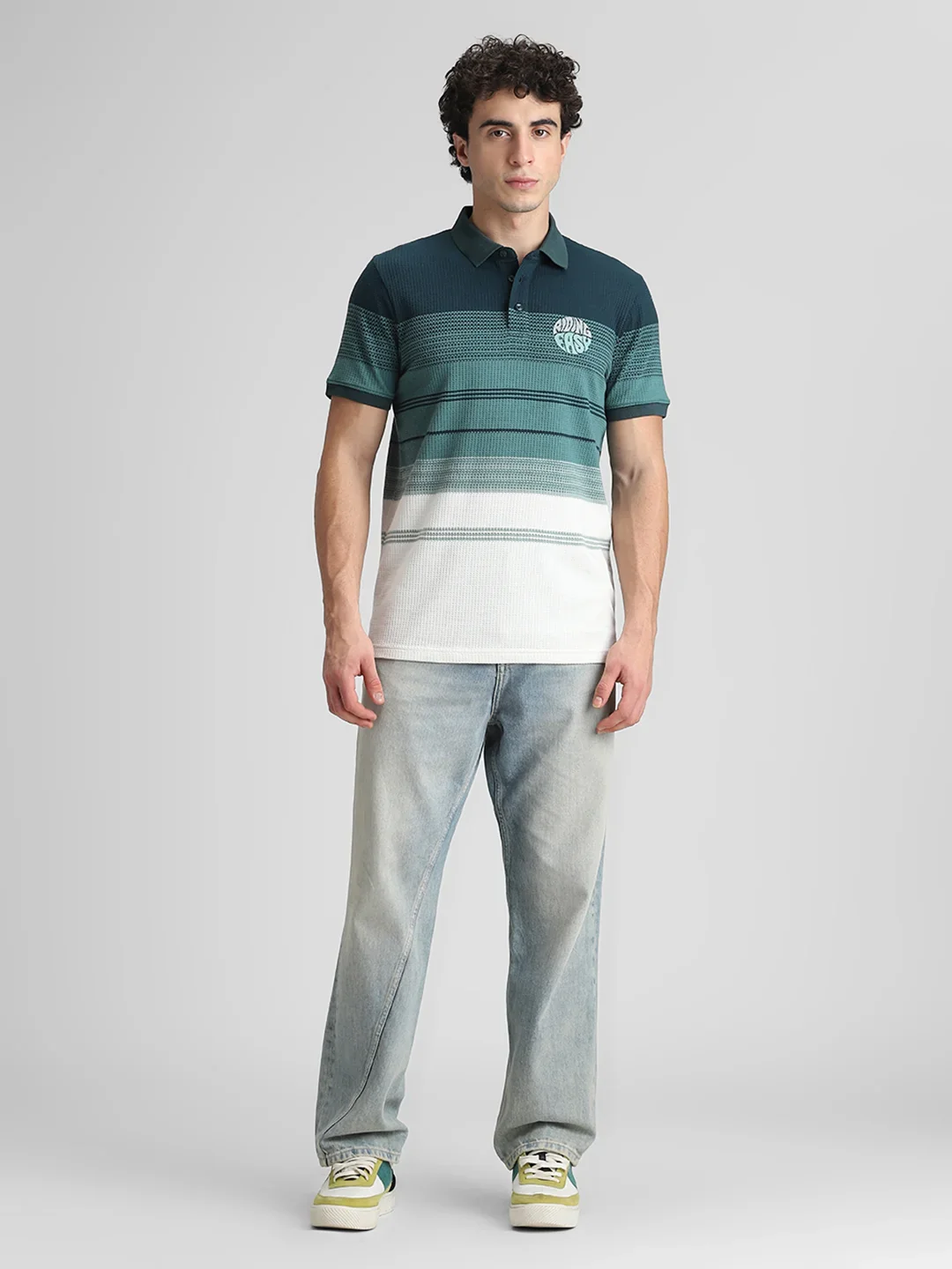 Teal/ Dusty Green Striped T-Shirt - Image 7