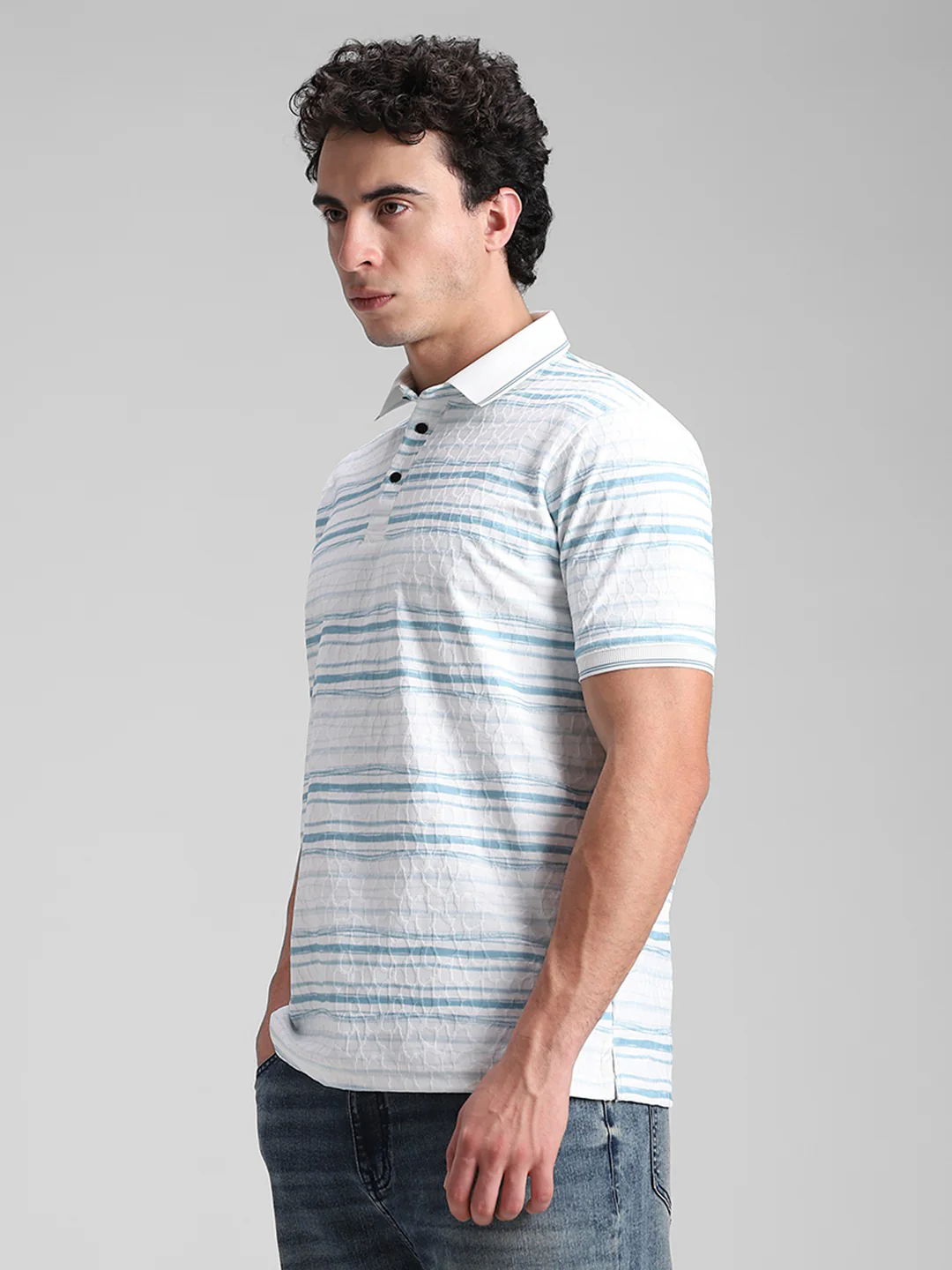 White Blue Printed T-Shirt - Image 6