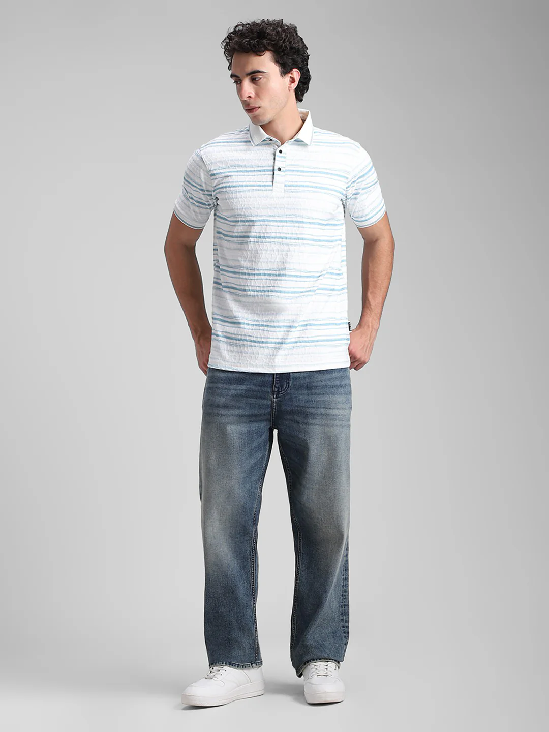 White Blue Printed T-Shirt - Image 8