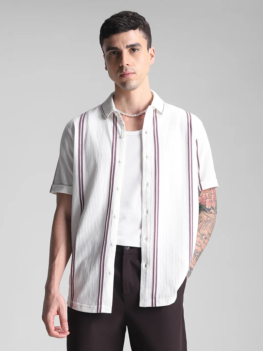 White/Onion Stripe Shirt - Image 6