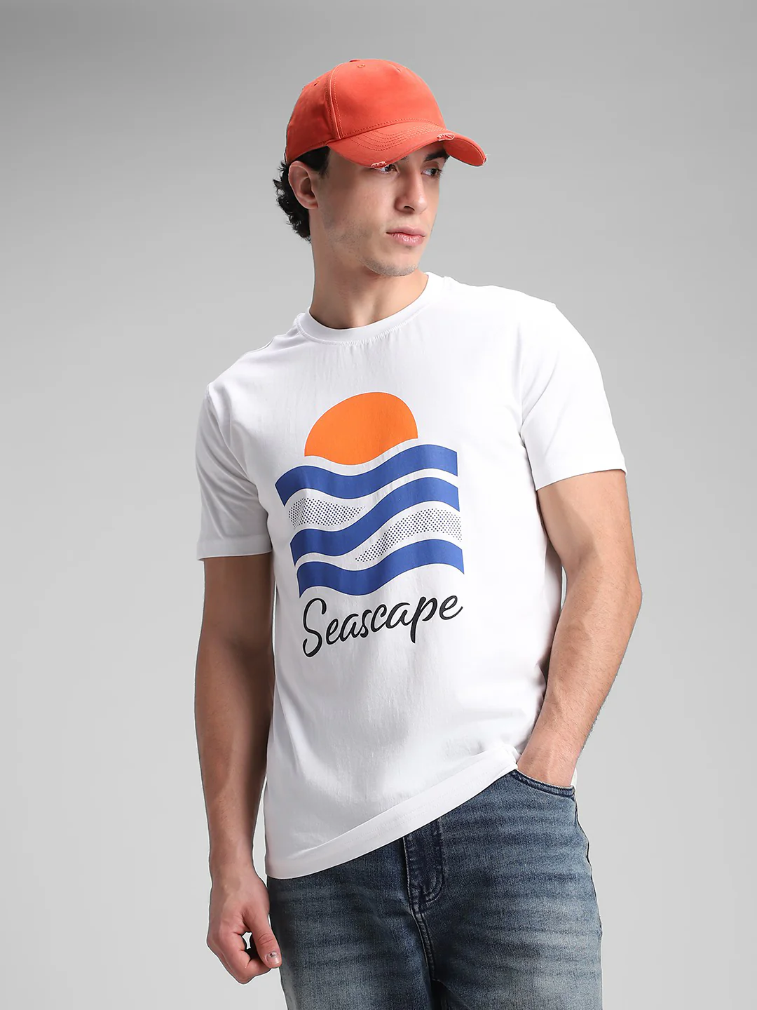 White Printed Crew T- Shirt