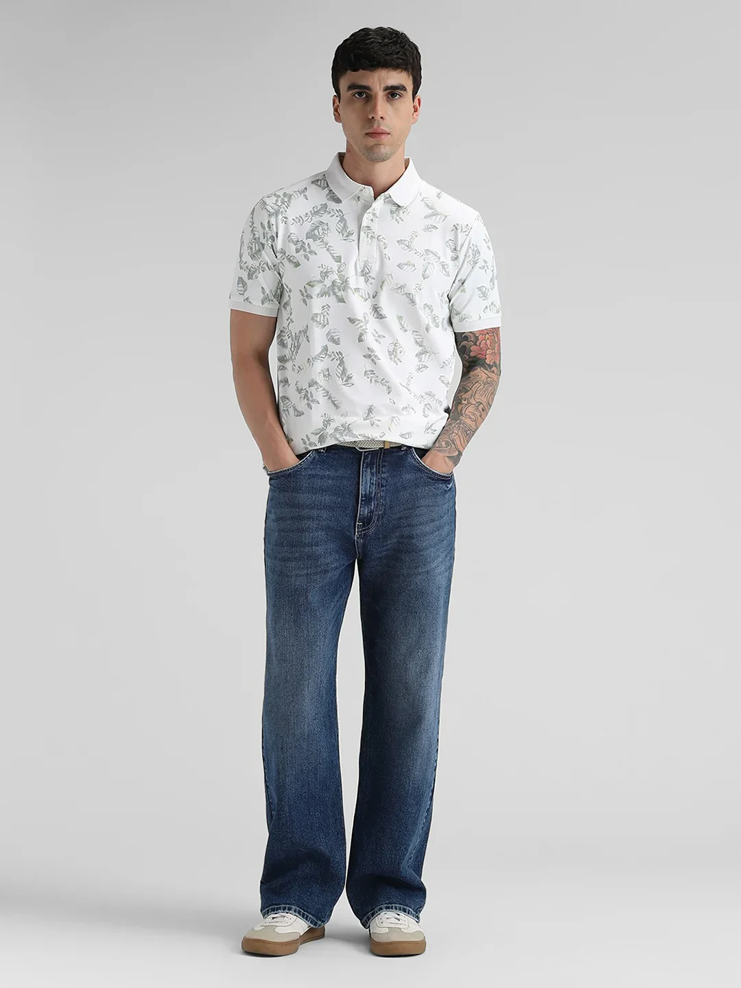 White Printed Polo T-Shirt - Image 6