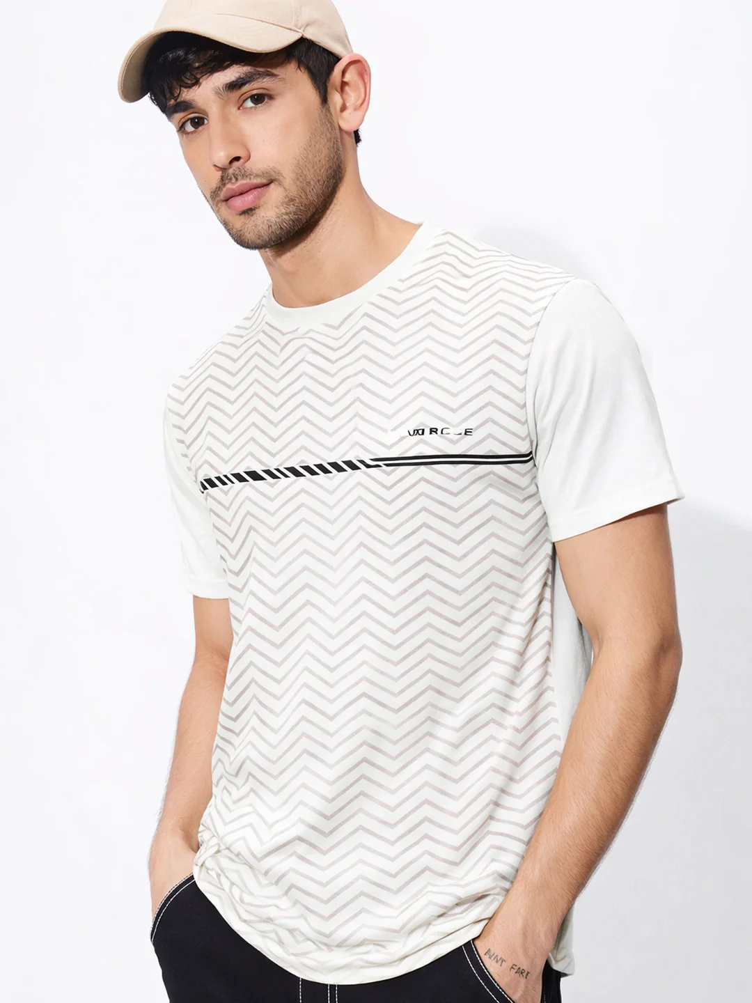 Dry Fit White Printed T-Shirt