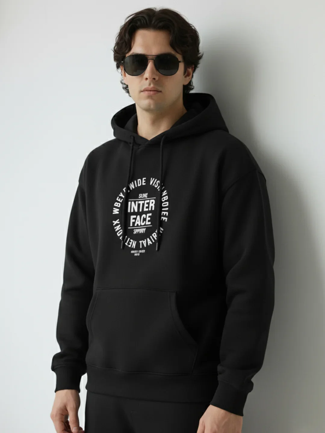 Black Printed Hoodie Sweatshirt - Image 6