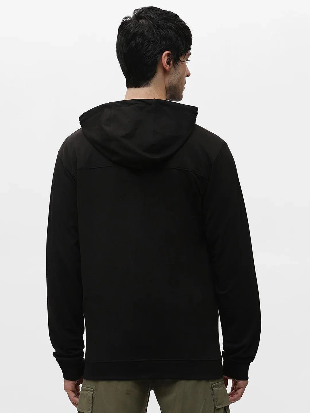 Black Zipper Cotton Hoodie Sweatshirt - Image 5