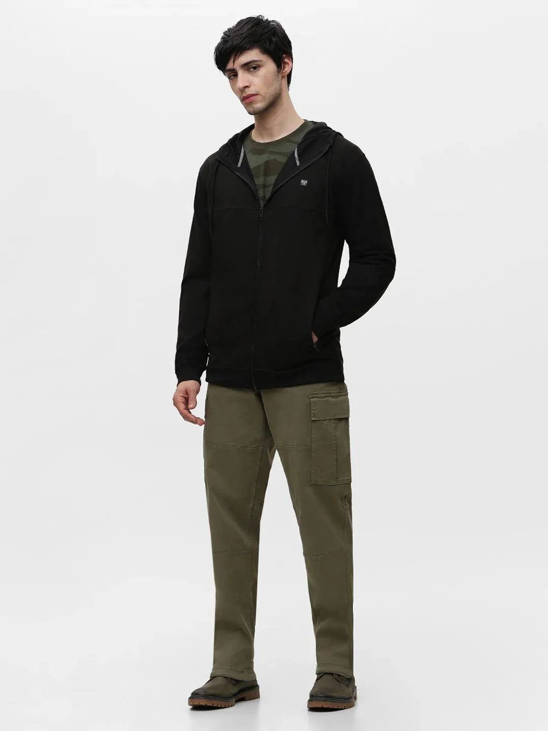 Black Zipper Cotton Hoodie Sweatshirt - Image 6