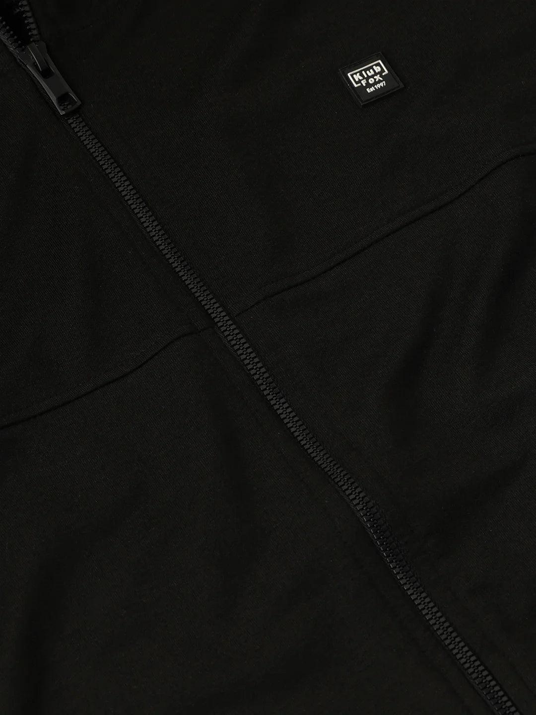 Black Zipper Cotton Hoodie Sweatshirt - Image 7